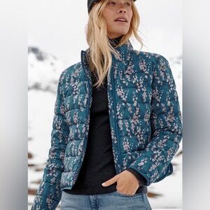 GARNET HILL Printed Teal Floral Down Jacket